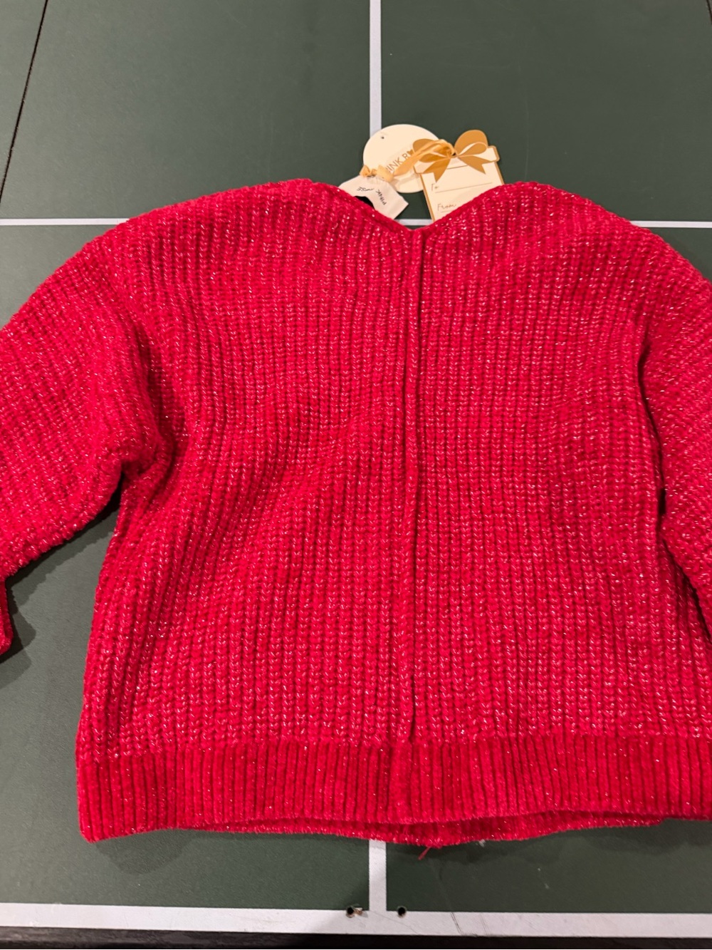Pink Rose Red V-Neck Ribbed Sweater - Picture 2 of 4
